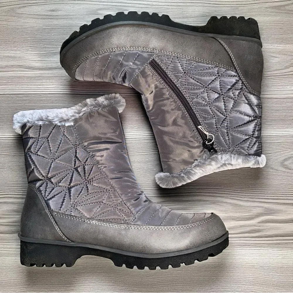 New in Box JBU by Jambu Free Bird Mid Calf Winter Gray with Faux Fur Boot, 8M